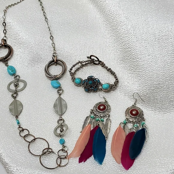 Jewelry Native American Jewelry Set Feather Earrings Bracelet